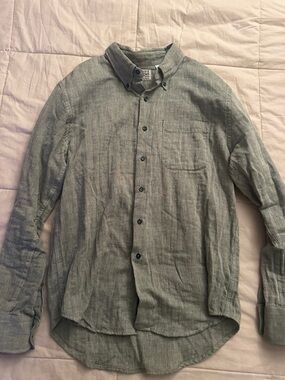 Naked & Famous Denim Light Sage Button-Up Shirt